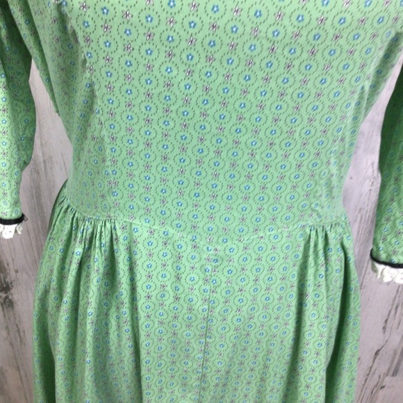 Vintage 30’s Handmade Prairie Peasant Maxi Dress Micro Floral Bow Cottage-core - Picture 7 of 15